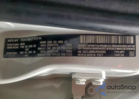 2018 Jeep Renegade Latitude z USA, uszkodzony, nr VIN ZACCJBBB3JPH93553